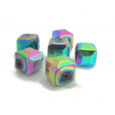 Glasperle Cube Regenbogen, 11,5mm